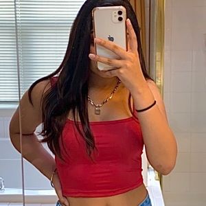 Red cropped tank top
